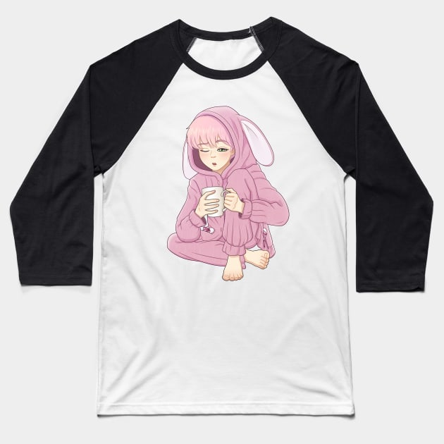 Pink haired boy in a pink bunny pajamas Baseball T-Shirt by Zoryan Kvit